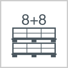 Boxes/polybags per pallet: 8+8