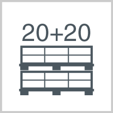 Boxes/polybags per pallet: 20 + 20