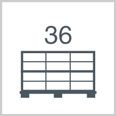 Boxes/polybags per pallet: 36